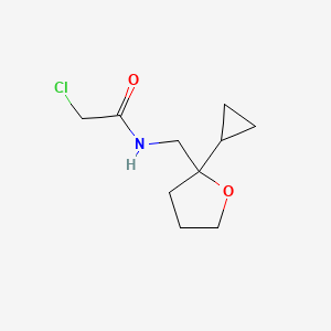 molecular formula C10H16ClNO2 B2470873 2-Chloro-N-[(2-cyclopropyloxolan-2-yl)methyl]acetamide CAS No. 2411247-90-8