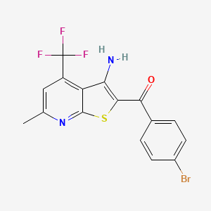 molecular formula C16H10BrF3N2OS B2470880 [3-Amino-6-methyl-4-(trifluoromethyl)thieno[2,3-b]pyridin-2-yl](4-bromophenyl)methanone CAS No. 299198-16-6