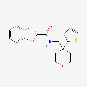 molecular formula C19H19NO3S B2470883 N-((4-(thiophen-2-yl)tetrahydro-2H-pyran-4-yl)methyl)benzofuran-2-carboxamide CAS No. 1206994-15-1