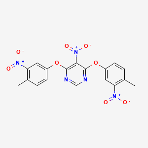 molecular formula C18H13N5O8 B2470886 4,6-Bis(4-methyl-3-nitrophenoxy)-5-nitropyrimidine CAS No. 294848-90-1