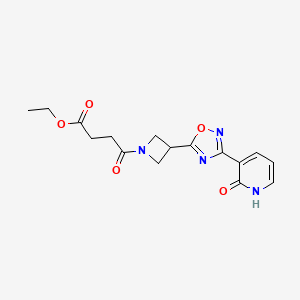 molecular formula C16H18N4O5 B2470888 4-氧代-4-(3-(3-(2-氧代-1,2-二氢吡啶-3-基)-1,2,4-恶二唑-5-基)氮杂环丁-1-基)丁酸乙酯 CAS No. 1396748-03-0