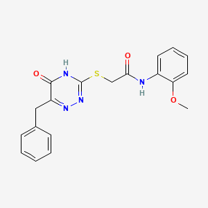 molecular formula C19H18N4O3S B2470892 2-((6-benzyl-5-oxo-4,5-dihydro-1,2,4-triazin-3-yl)thio)-N-(2-methoxyphenyl)acetamide CAS No. 898611-87-5