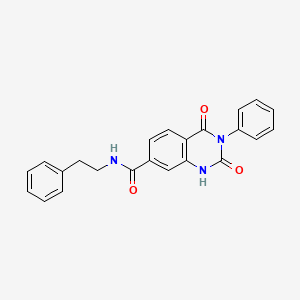 molecular formula C23H19N3O3 B2470901 2,4-dioxo-N-phenethyl-3-phenyl-1,2,3,4-tetrahydroquinazoline-7-carboxamide CAS No. 958595-13-6
