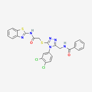 molecular formula C25H18Cl2N6O2S2 B2470911 N-((5-((2-(benzo[d]thiazol-2-ylamino)-2-oxoethyl)thio)-4-(3,4-dichlorophenyl)-4H-1,2,4-triazol-3-yl)methyl)benzamide CAS No. 391897-49-7