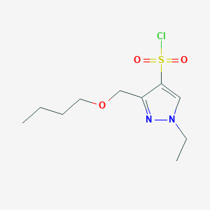 molecular formula C10H17ClN2O3S B2470913 3-(butoxymethyl)-1-ethyl-1H-pyrazole-4-sulfonyl chloride CAS No. 1855937-51-7