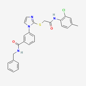 molecular formula C26H23ClN4O2S B2470916 N-苄基-3-(2-((2-((2-氯-4-甲苯基)氨基)-2-氧代乙基)硫代)-1H-咪唑-1-基)苯甲酰胺 CAS No. 1115403-41-2