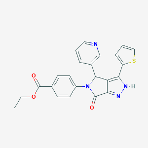 molecular formula C23H18N4O3S B247092 ethyl 4-(6-oxo-4-pyridin-3-yl-3-thien-2-yl-4,6-dihydropyrrolo[3,4-c]pyrazol-5(1H)-yl)benzoate 