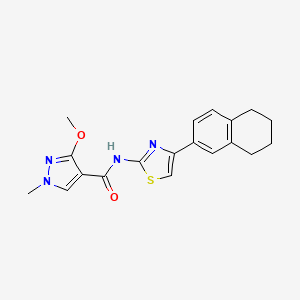 molecular formula C19H20N4O2S B2470922 3-methoxy-1-methyl-N-(4-(5,6,7,8-tetrahydronaphthalen-2-yl)thiazol-2-yl)-1H-pyrazole-4-carboxamide CAS No. 1207048-70-1