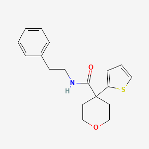 N-phenethyl-4-(thiophen-2-yl)tetrahydro-2H-pyran-4-carboxamide