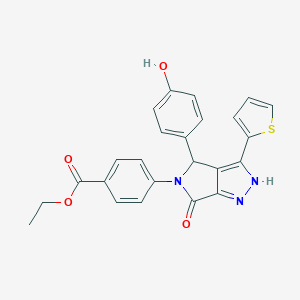 ethyl 4-(4-(4-hydroxyphenyl)-6-oxo-3-(2-thienyl)-4,6-dihydropyrrolo[3,4-c]pyrazol-5(1H)-yl)benzoate