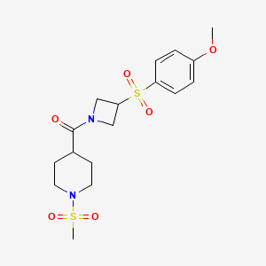 molecular formula C17H24N2O6S2 B2470934 (3-((4-甲氧基苯基)磺酰基)氮杂环丁烷-1-基)(1-(甲磺酰基)哌啶-4-基)甲酮 CAS No. 1797631-03-8