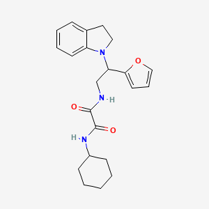 molecular formula C22H27N3O3 B2470937 N1-cyclohexyl-N2-(2-(furan-2-yl)-2-(indolin-1-yl)ethyl)oxalamide CAS No. 903342-91-6