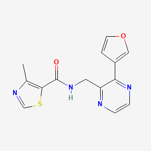 molecular formula C14H12N4O2S B2470947 N-((3-(furan-3-yl)pyrazin-2-yl)methyl)-4-methylthiazole-5-carboxamide CAS No. 2034316-54-4