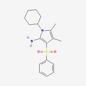 molecular formula C18H24N2O2S B2470948 1-环己基-4,5-二甲基-3-(苯磺酰基)-1H-吡咯-2-胺 CAS No. 77444-94-1