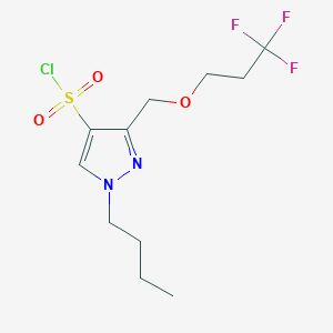 molecular formula C11H16ClF3N2O3S B2470949 1-butyl-3-[(3,3,3-trifluoropropoxy)methyl]-1H-pyrazole-4-sulfonyl chloride CAS No. 1856097-99-8