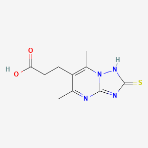 molecular formula C10H12N4O2S B2470952 3-{5,7-二甲基-2-硫代-[1,2,4]三唑并[1,5-a]嘧啶-6-基}丙酸 CAS No. 847837-47-2