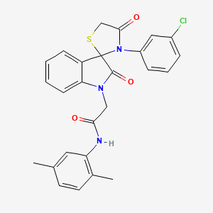 molecular formula C26H22ClN3O3S B2470956 2-(3'-(3-chlorophenyl)-2,4'-dioxospiro[indoline-3,2'-thiazolidin]-1-yl)-N-(2,5-dimethylphenyl)acetamide CAS No. 894556-90-2