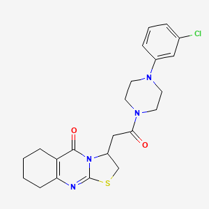 molecular formula C22H25ClN4O2S B2470957 3-(2-(4-(3-chlorophenyl)piperazin-1-yl)-2-oxoethyl)-6,7,8,9-tetrahydro-2H-thiazolo[2,3-b]quinazolin-5(3H)-one CAS No. 1021060-15-0