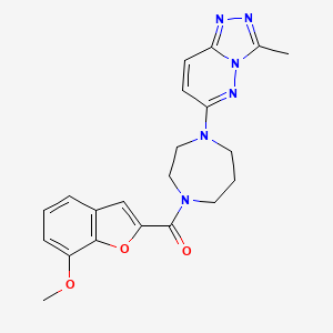 molecular formula C21H22N6O3 B2470958 (7-Methoxy-1-benzofuran-2-yl)-[4-(3-methyl-[1,2,4]triazolo[4,3-b]pyridazin-6-yl)-1,4-diazepan-1-yl]methanone CAS No. 2309747-55-3