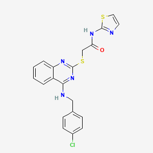 molecular formula C20H16ClN5OS2 B2470960 N-(thiazol-2-yl)-2-((4-((4-chlorobenzyl)amino)quinazolin-2-yl)thio)acétamide CAS No. 422532-14-7