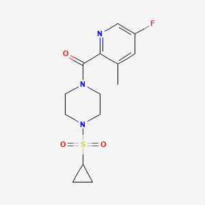 molecular formula C14H18FN3O3S B2470968 1-(Cyclopropanesulfonyl)-4-(5-fluoro-3-methylpyridine-2-carbonyl)piperazine CAS No. 2415472-16-9