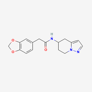 molecular formula C16H17N3O3 B2470975 2-(苯并[d][1,3]二氧杂环-5-基)-N-(4,5,6,7-四氢吡唑并[1,5-a]吡啶-5-基)乙酰胺 CAS No. 2034334-22-8