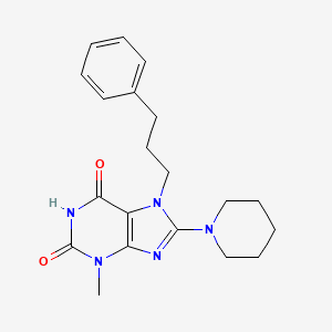 molecular formula C20H25N5O2 B2470980 3-methyl-7-(3-phenylpropyl)-8-(piperidin-1-yl)-1H-purine-2,6(3H,7H)-dione CAS No. 300834-75-7