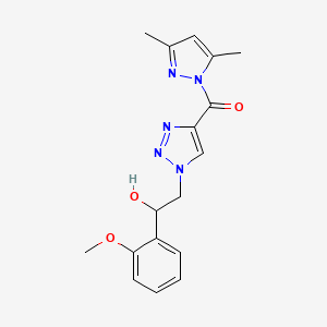 molecular formula C17H19N5O3 B2470983 2-{4-[(3,5-dimethyl-1H-pyrazol-1-yl)carbonyl]-1H-1,2,3-triazol-1-yl}-1-(2-methoxyphenyl)ethanol CAS No. 1987207-69-1