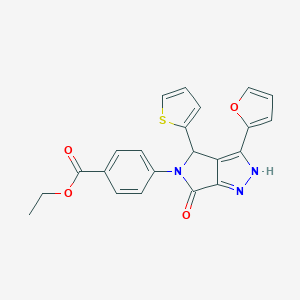 molecular formula C22H17N3O4S B247099 ethyl 4-(3-(2-furyl)-6-oxo-4-(2-thienyl)-4,6-dihydropyrrolo[3,4-c]pyrazol-5(1H)-yl)benzoate 