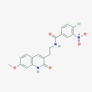 molecular formula C19H16ClN3O5 B2470991 4-氯-N-[2-(7-甲氧基-2-氧代-1H-喹啉-3-基)乙基]-3-硝基苯甲酰胺 CAS No. 851406-07-0