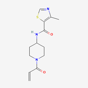 molecular formula C13H17N3O2S B2470994 4-Methyl-N-(1-prop-2-enoylpiperidin-4-yl)-1,3-thiazole-5-carboxamide CAS No. 2190417-94-6