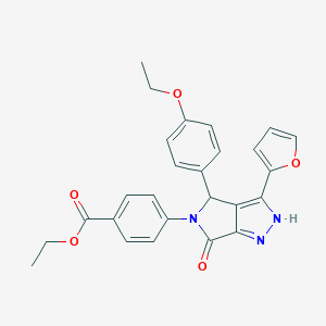 molecular formula C26H23N3O5 B247100 ethyl 4-(4-(4-ethoxyphenyl)-3-(2-furyl)-6-oxo-4,6-dihydropyrrolo[3,4-c]pyrazol-5(1H)-yl)benzoate 