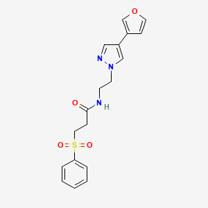 molecular formula C18H19N3O4S B2471010 N-(2-(4-(furan-3-yl)-1H-pyrazol-1-yl)ethyl)-3-(phenylsulfonyl)propanamide CAS No. 2034329-93-4