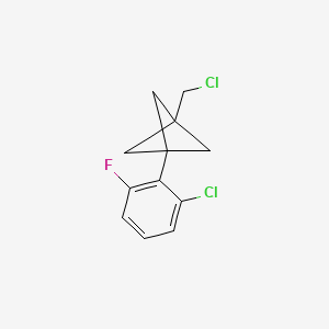 molecular formula C12H11Cl2F B2471018 1-(2-Chloro-6-fluorophenyl)-3-(chloromethyl)bicyclo[1.1.1]pentane CAS No. 2287302-09-2