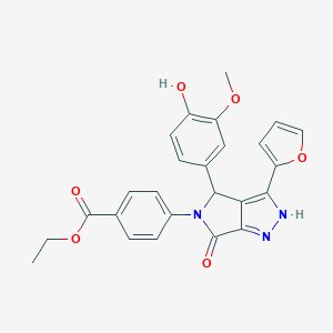 ethyl 4-(3-(2-furyl)-4-(4-hydroxy-3-methoxyphenyl)-6-oxo-4,6-dihydropyrrolo[3,4-c]pyrazol-5(1H)-yl)benzoate