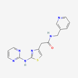 molecular formula C15H14N6OS B2471025 N-(pyridin-3-ylmethyl)-2-(2-(pyrimidin-2-ylamino)thiazol-4-yl)acetamide CAS No. 1226430-87-0