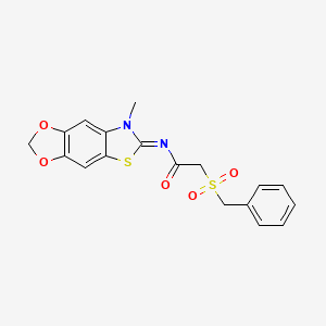 (E)-2-(benzylsulfonyl)-N-(7-methyl-[1,3]dioxolo[4',5':4,5]benzo[1,2-d]thiazol-6(7H)-ylidene)acetamide