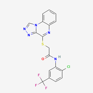 molecular formula C18H11ClF3N5OS B2471033 2-([1,2,4]triazolo[4,3-a]quinoxalin-4-ylthio)-N-(2-chloro-5-(trifluoromethyl)phenyl)acetamide CAS No. 1357831-87-8