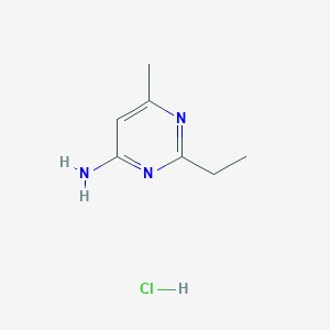 molecular formula C7H12ClN3 B2471038 2-Ethyl-6-methylpyrimidin-4-amine;hydrochloride CAS No. 2411240-12-3