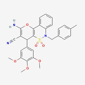 molecular formula C29H27N3O6S B2471044 2-Amino-6-(4-methylbenzyl)-4-(3,4,5-trimethoxyphenyl)-4,6-dihydropyrano[3,2-c][2,1]benzothiazine-3-carbonitrile 5,5-dioxide CAS No. 893296-61-2