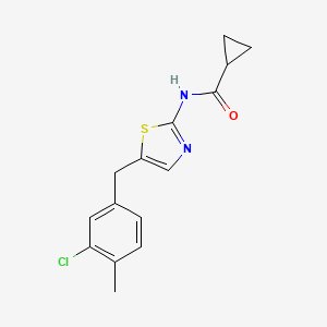 molecular formula C15H15ClN2OS B2471047 N-[5-(3-chloro-4-methylbenzyl)-1,3-thiazol-2-yl]cyclopropanecarboxamide CAS No. 878669-32-0
