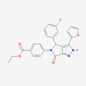 ethyl 4-(4-(3-fluorophenyl)-3-(2-furyl)-6-oxo-4,6-dihydropyrrolo[3,4-c]pyrazol-5(1H)-yl)benzoate
