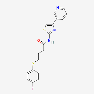 molecular formula C18H16FN3OS2 B2471052 4-((4-氟苯基)硫代)-N-(4-(吡啶-3-基)噻唑-2-基)丁酰胺 CAS No. 923089-18-3