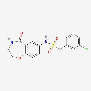 molecular formula C16H15ClN2O4S B2471054 1-(3-chlorophenyl)-N-(5-oxo-2,3,4,5-tetrahydrobenzo[f][1,4]oxazepin-7-yl)methanesulfonamide CAS No. 922554-65-2