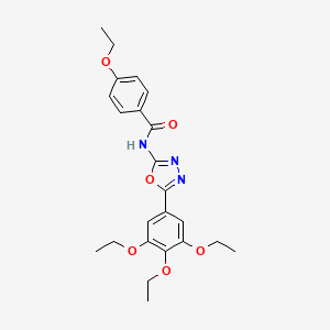 molecular formula C23H27N3O6 B2471055 4-ethoxy-N-[5-(3,4,5-triethoxyphenyl)-1,3,4-oxadiazol-2-yl]benzamide CAS No. 891129-20-7