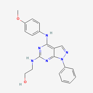 molecular formula C20H20N6O2 B2471061 2-((4-((4-甲氧苯基)氨基)-1-苯基-1H-吡唑并[3,4-d]嘧啶-6-基)氨基)乙醇 CAS No. 955336-64-8