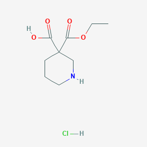 molecular formula C9H16ClNO4 B2471062 3-Ethoxycarbonylpiperidine-3-carboxylic acid;hydrochloride CAS No. 2253632-51-6