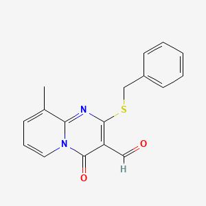 2-(benzylsulfanyl)-9-methyl-4-oxo-4H-pyrido[1,2-a]pyrimidine-3-carbaldehyde