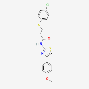 molecular formula C19H17ClN2O2S2 B2471084 3-((4-chlorophenyl)thio)-N-(4-(4-methoxyphenyl)thiazol-2-yl)propanamide CAS No. 895475-24-8