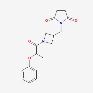 molecular formula C17H20N2O4 B2471085 1-{[1-(2-Phenoxypropanoyl)azetidin-3-yl]methyl}pyrrolidine-2,5-dione CAS No. 2097888-20-3